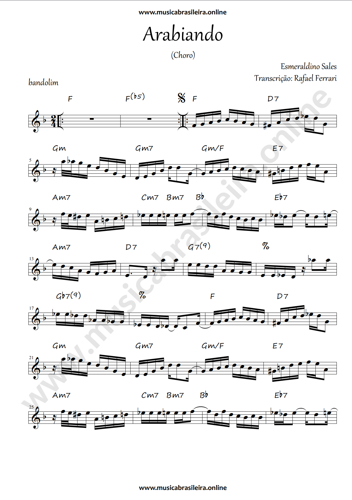 PARTITURA Arabiando (Esmeraldino Sales) Pag 1