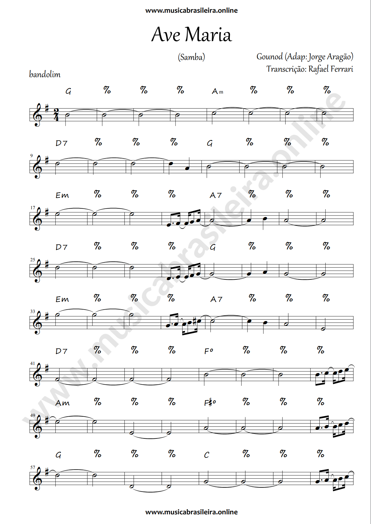 PARTITURA Ave Maria (Gounod) Ver. Jorge Aragao Pag 1