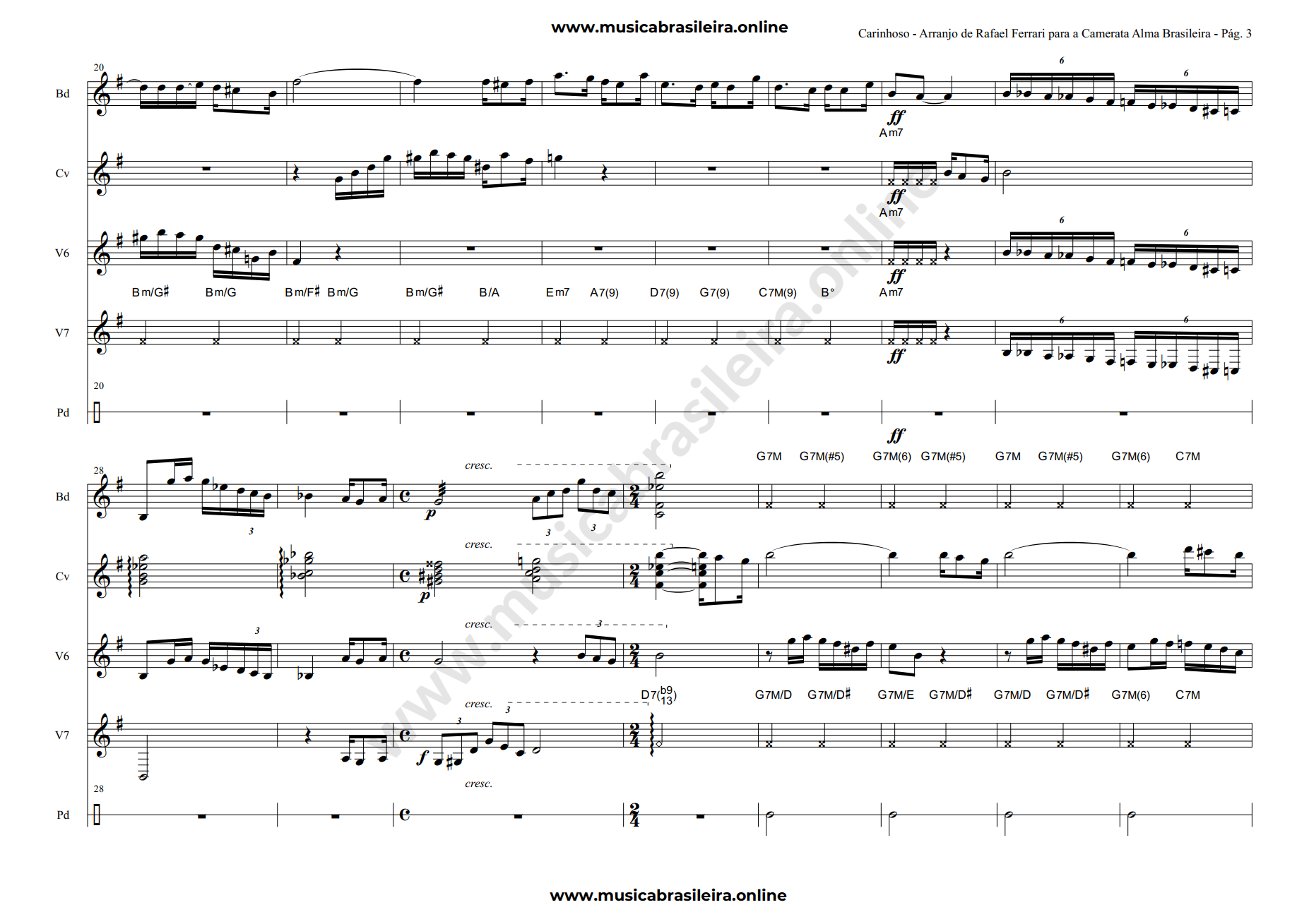 PARTITURA Carinhoso (Pixinguinha) Arranjo de Rafael Ferrari para a Camerata Brasileira Pag 3