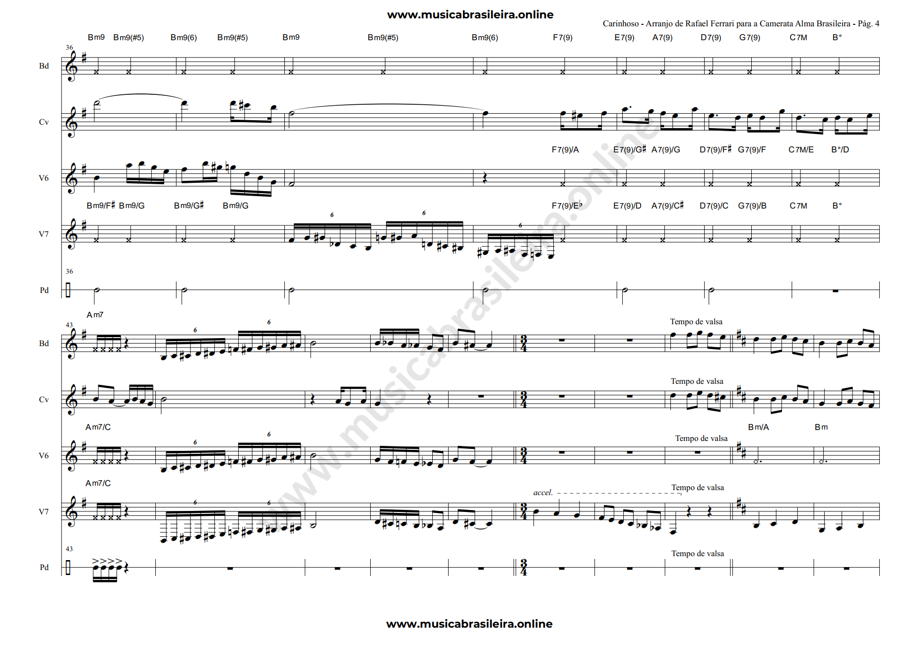 PARTITURA Carinhoso (Pixinguinha) Arranjo de Rafael Ferrari para a Camerata Brasileira Pag 4