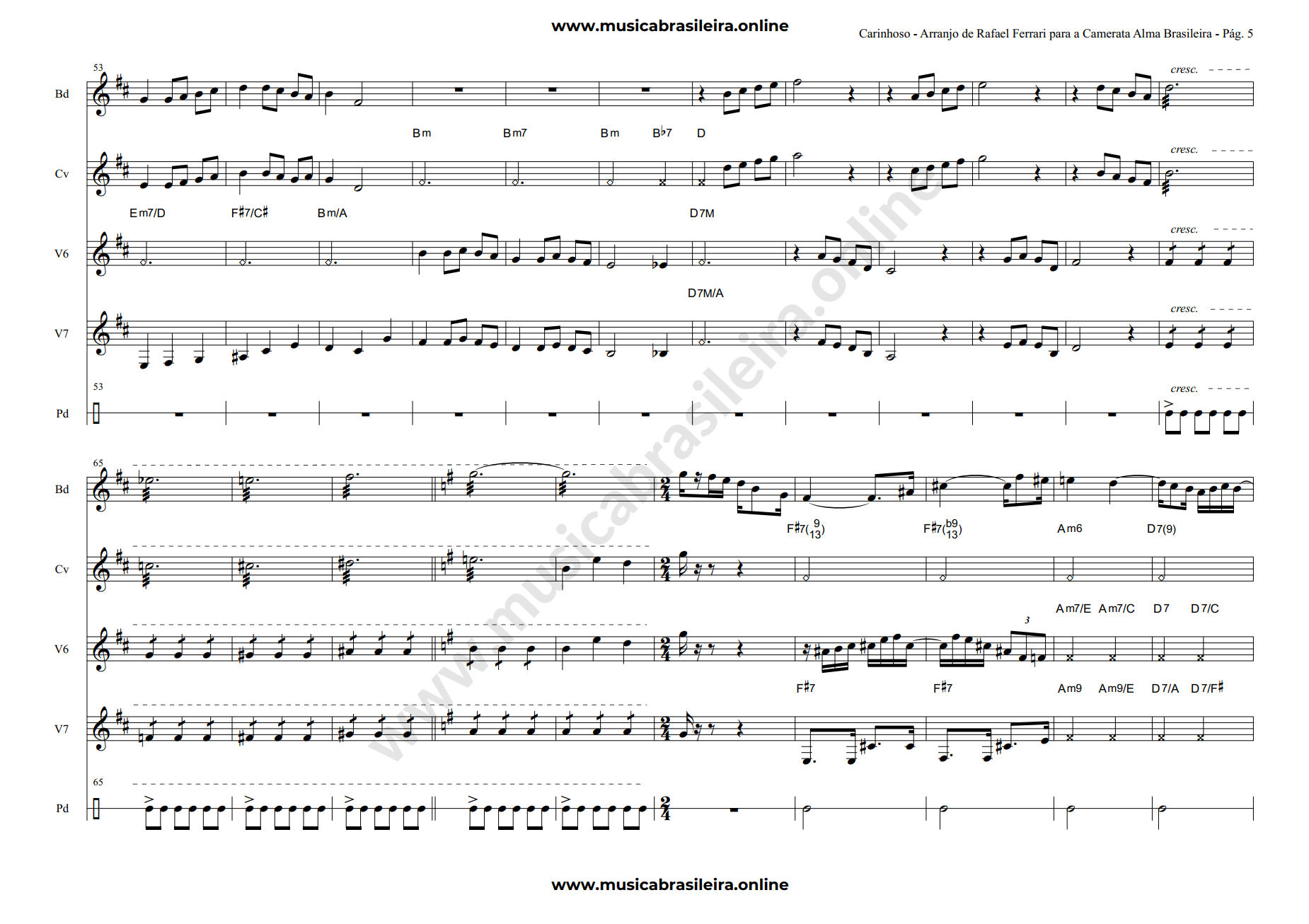 PARTITURA Carinhoso (Pixinguinha) Arranjo de Rafael Ferrari para a Camerata Brasileira Pag 5