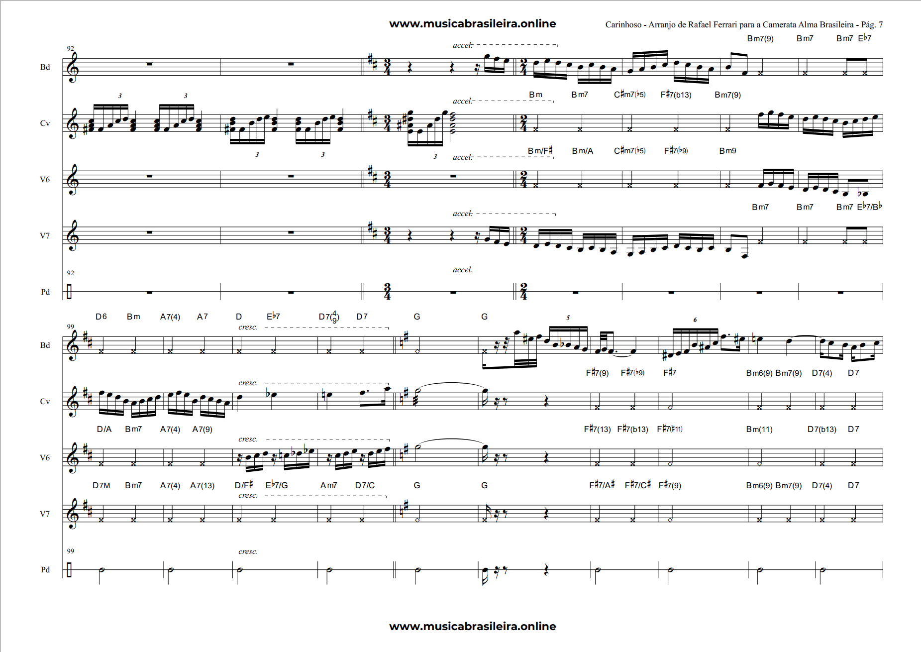 PARTITURA Carinhoso (Pixinguinha) Arranjo de Rafael Ferrari para a Camerata Brasileira Pag 7