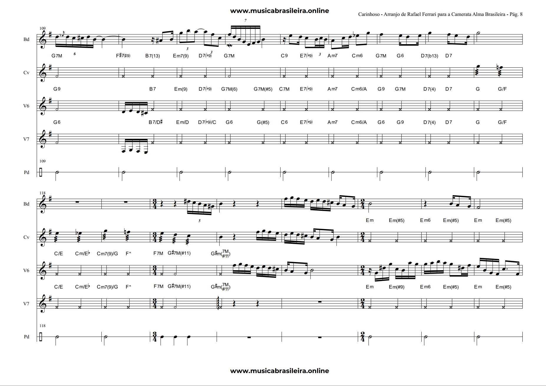 PARTITURA Carinhoso (Pixinguinha) Arranjo de Rafael Ferrari para a Camerata Brasileira Pag 7