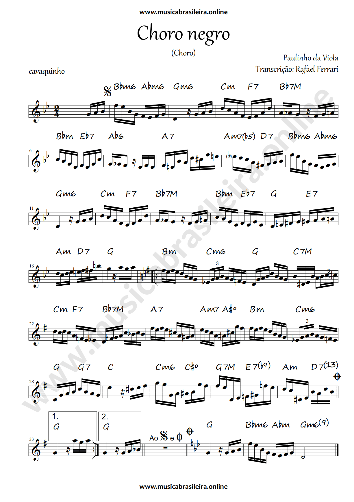 PARTITURA Choro negro (Paulinho da Viola)