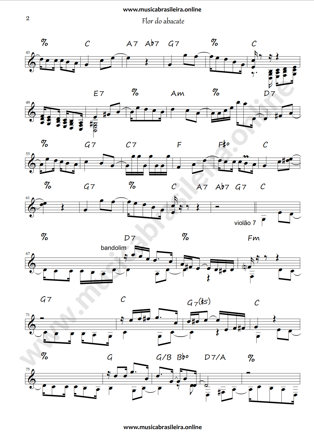 PARTITURA Flor de abacate (Alvaro Sandin) ver. Jacob do Bandolim) Pag 2