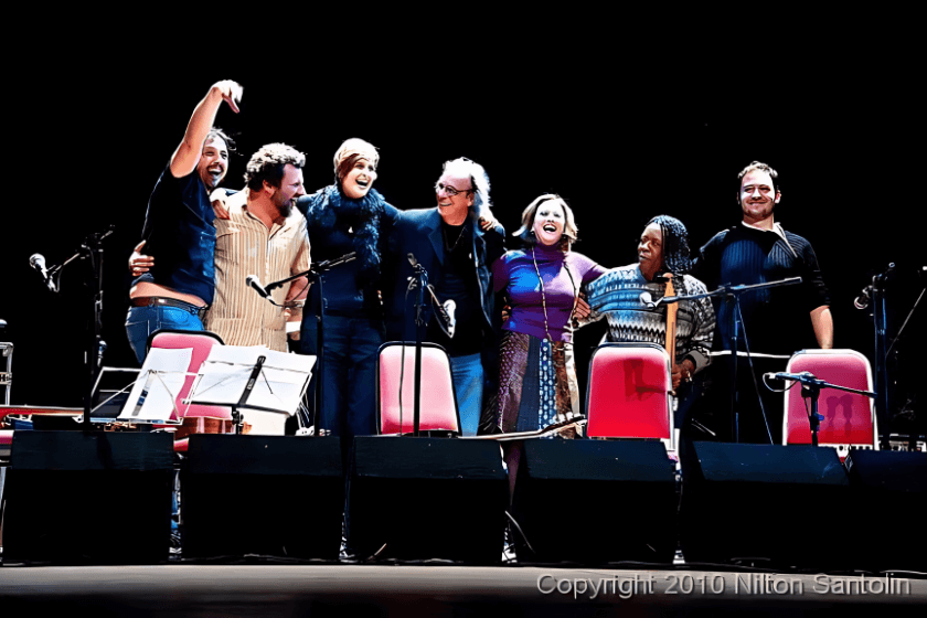 Com Giovani berti, Marcelo Delacroix, Mônica Tomasi, Nelson Coelho de Castro, Marisa Rotenberg e Gelson Oliveira