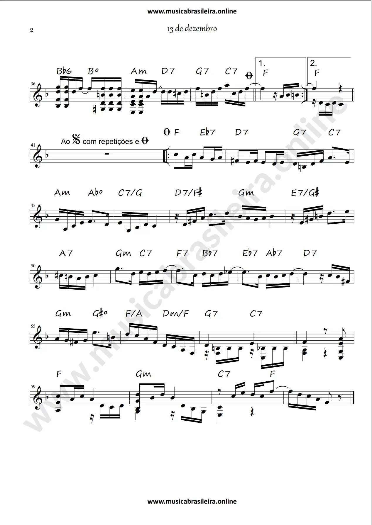 PARTITURA 13 de dezembro (Luiz Gonzaga) Pag 2