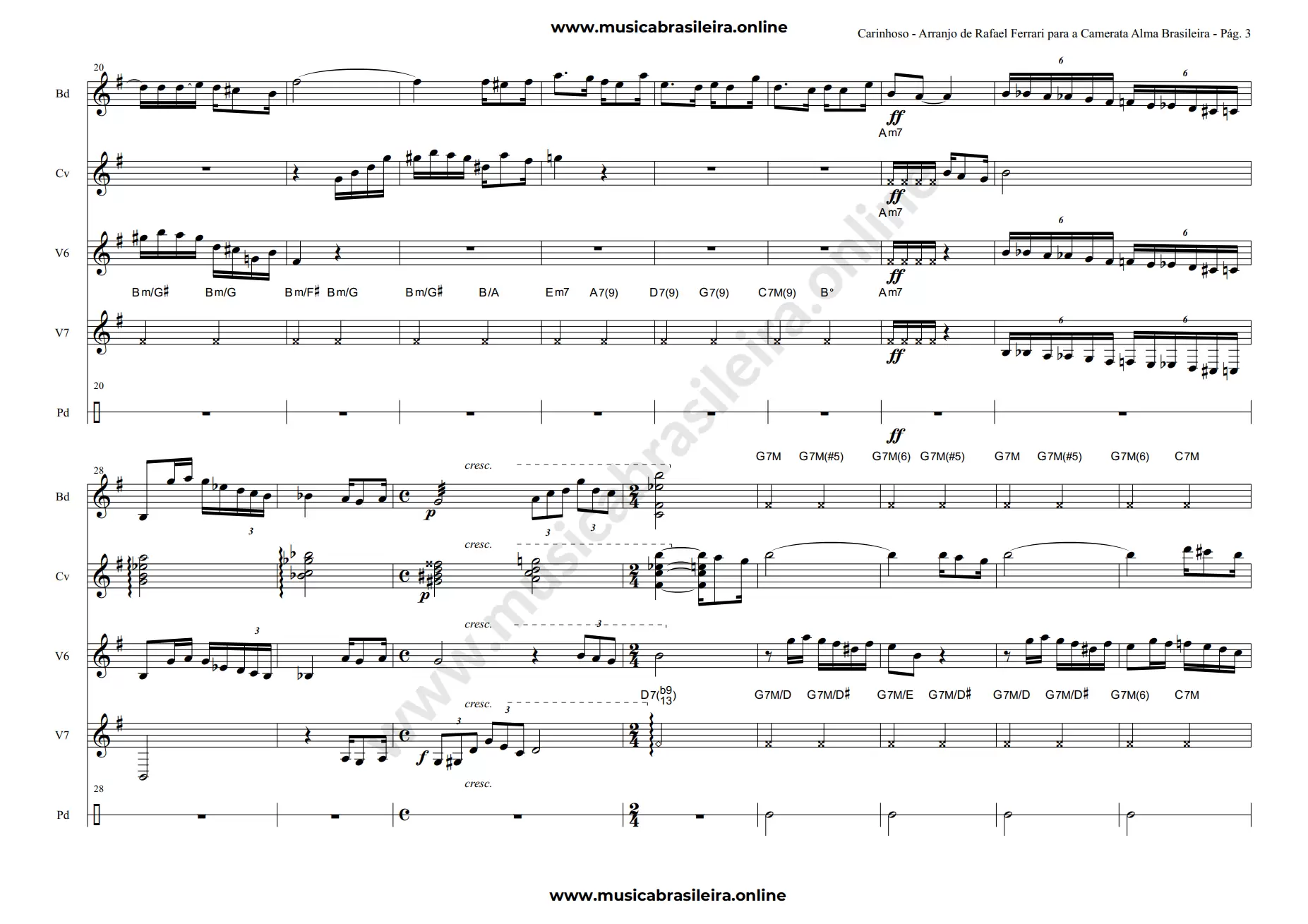 PARTITURA Carinhoso (Pixinguinha) Arranjo de Rafael Ferrari para a Camerata Brasileira Pag 3