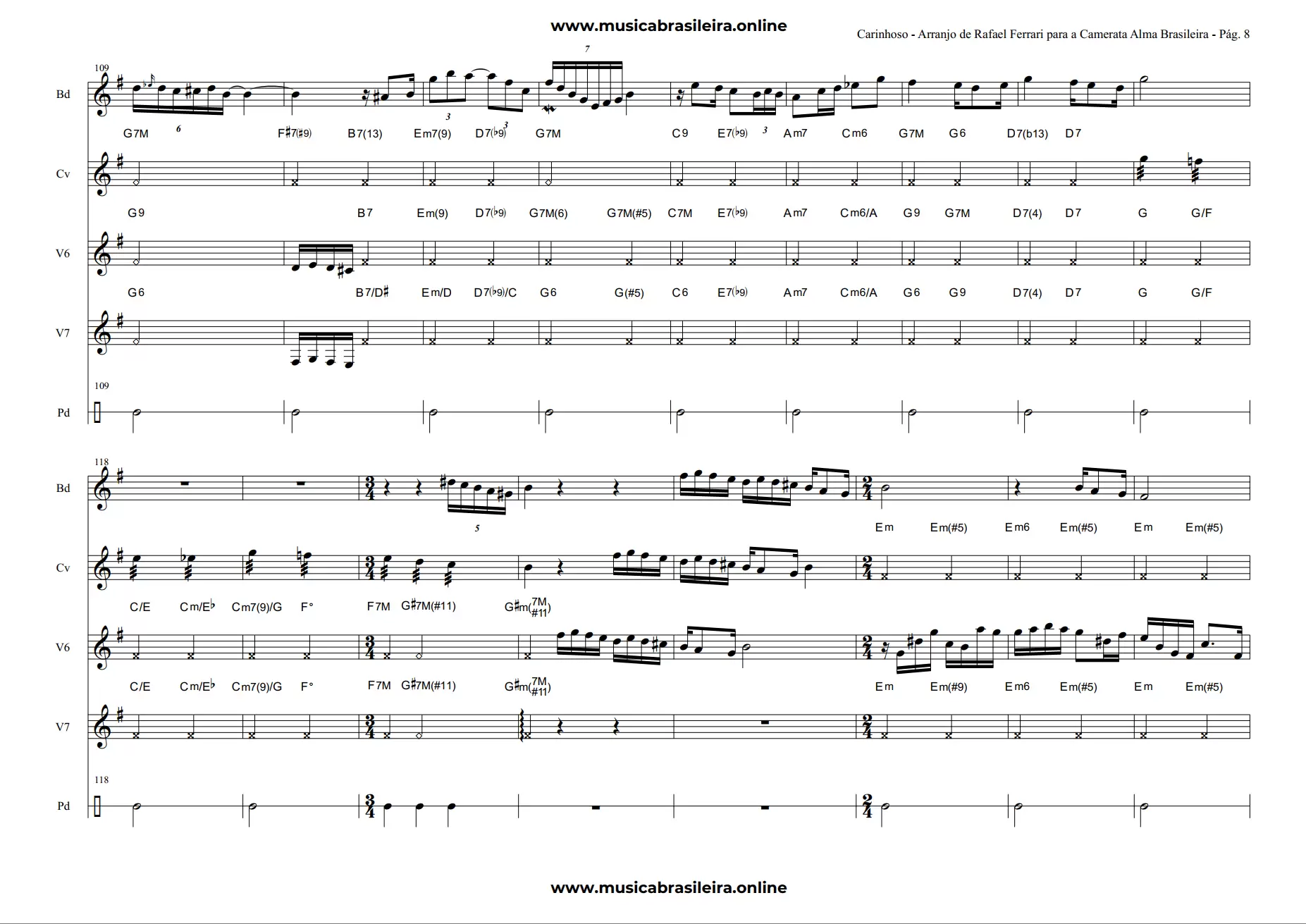 PARTITURA Carinhoso (Pixinguinha) Arranjo de Rafael Ferrari para a Camerata Brasileira Pag 7