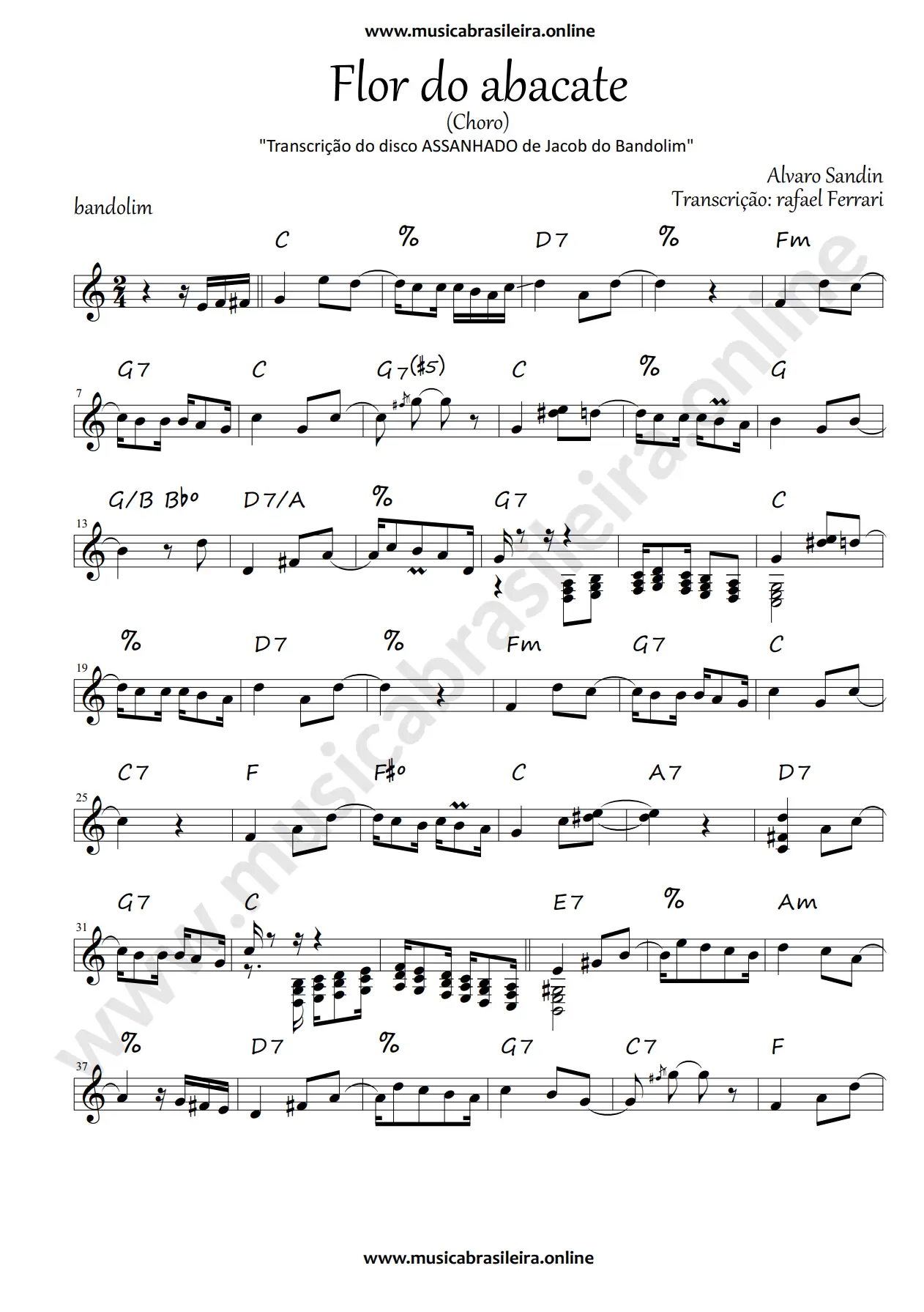 PARTITURA Flor de abacate (Alvaro Sandin) ver. Jacob do Bandolim) Pag 1